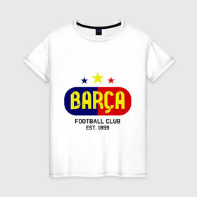 Женская футболка хлопок с принтом Barcelona Football club в Курске, 100% хлопок | прямой крой, круглый вырез горловины, длина до линии бедер, слегка спущенное плечо | barca | barcelona | club | football | барселона | клуб | футбол