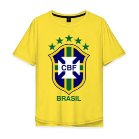 Мужская футболка хлопок Oversize с принтом Сборная Бразилии по футболу в Курске, 100% хлопок | свободный крой, круглый ворот, “спинка” длиннее передней части | бразилия