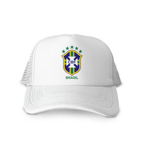 Кепка тракер с сеткой с принтом Сборная Бразилии по футболу в Курске, трикотажное полотно; задняя часть — сетка | длинный козырек, универсальный размер, пластиковая застежка | бразилия