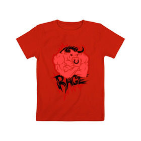 Детская футболка хлопок с принтом Rage (Ярость) в Курске, 100% хлопок | круглый вырез горловины, полуприлегающий силуэт, длина до линии бедер | bull | rage | бык | качок | силовой | спорт | ярость