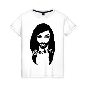 Женская футболка хлопок с принтом Conchita в Курске, 100% хлопок | прямой крой, круглый вырез горловины, длина до линии бедер, слегка спущенное плечо | conchita | conchita wurst | eurovision | евровидение | кончита | кончита вурст