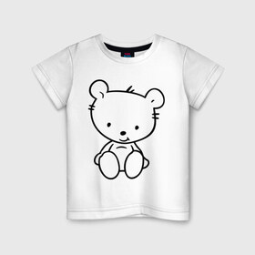 Детская футболка хлопок с принтом Белый мишка в Курске, 100% хлопок | круглый вырез горловины, полуприлегающий силуэт, длина до линии бедер | Тематика изображения на принте: белый | маленький | медведь | медвежонок | милый | мишка | мишутка