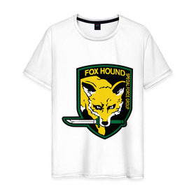 Мужская футболка хлопок с принтом Foxhound в Курске, 100% хлопок | прямой крой, круглый вырез горловины, длина до линии бедер, слегка спущенное плечо. | Тематика изображения на принте: лиса