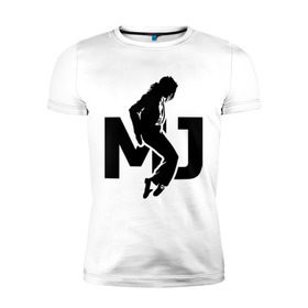 Мужская футболка премиум с принтом Майкл Джексон в Курске, 92% хлопок, 8% лайкра | приталенный силуэт, круглый вырез ворота, длина до линии бедра, короткий рукав | Тематика изображения на принте: jackson | king | michael | music | pop | джексон | джэксон | король | майкл | музыка | поп | попса