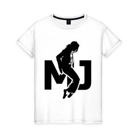 Женская футболка хлопок с принтом Майкл Джексон в Курске, 100% хлопок | прямой крой, круглый вырез горловины, длина до линии бедер, слегка спущенное плечо | jackson | king | michael | music | pop | джексон | джэксон | король | майкл | музыка | поп | попса