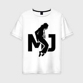 Женская футболка хлопок Oversize с принтом Майкл Джексон в Курске, 100% хлопок | свободный крой, круглый ворот, спущенный рукав, длина до линии бедер
 | jackson | king | michael | music | pop | джексон | джэксон | король | майкл | музыка | поп | попса