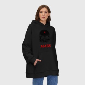 Худи SuperOversize хлопок с принтом 30 second to mars (skull) в Курске, 70% хлопок, 30% полиэстер, мягкий начес внутри | карман-кенгуру, эластичная резинка на манжетах и по нижней кромке, двухслойный капюшон
 | 