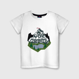 Детская футболка хлопок с принтом Arctic monkeys mountain в Курске, 100% хлопок | круглый вырез горловины, полуприлегающий силуэт, длина до линии бедер | arctic monkeys