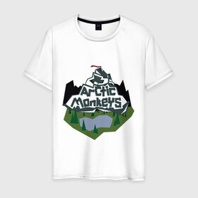 Мужская футболка хлопок с принтом Arctic monkeys mountain в Курске, 100% хлопок | прямой крой, круглый вырез горловины, длина до линии бедер, слегка спущенное плечо. | arctic monkeys
