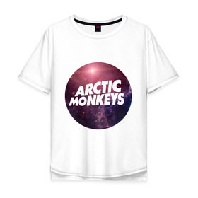 Мужская футболка хлопок Oversize с принтом Arctic monkeys space logo в Курске, 100% хлопок | свободный крой, круглый ворот, “спинка” длиннее передней части | arctic monkeys
