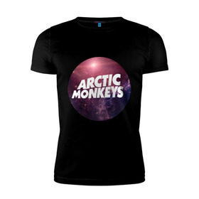 Мужская футболка премиум с принтом Arctic monkeys space logo в Курске, 92% хлопок, 8% лайкра | приталенный силуэт, круглый вырез ворота, длина до линии бедра, короткий рукав | Тематика изображения на принте: arctic monkeys