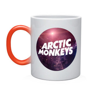 Кружка хамелеон с принтом Arctic monkeys space logo в Курске, керамика | меняет цвет при нагревании, емкость 330 мл | Тематика изображения на принте: arctic monkeys