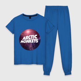 Женская пижама хлопок с принтом Arctic monkeys space logo в Курске, 100% хлопок | брюки и футболка прямого кроя, без карманов, на брюках мягкая резинка на поясе и по низу штанин | arctic monkeys