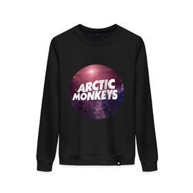 Женский свитшот хлопок с принтом Arctic monkeys space logo в Курске, 100% хлопок | прямой крой, круглый вырез, на манжетах и по низу широкая трикотажная резинка  | arctic monkeys