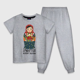 Детская пижама хлопок с принтом Брюнетки правят миром в Курске, 100% хлопок |  брюки и футболка прямого кроя, без карманов, на брюках мягкая резинка на поясе и по низу штанин
 | русь