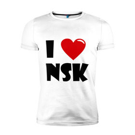 Мужская футболка премиум с принтом I LOVE NSK в Курске, 92% хлопок, 8% лайкра | приталенный силуэт, круглый вырез ворота, длина до линии бедра, короткий рукав | новосибирск | нск | россия | сибирь | я люблю.