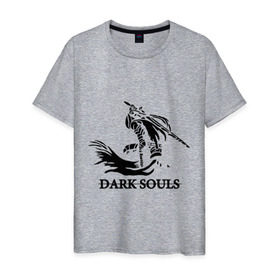 Мужская футболка хлопок с принтом Dark Souls в Курске, 100% хлопок | прямой крой, круглый вырез горловины, длина до линии бедер, слегка спущенное плечо. | dark souls