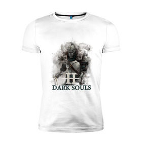 Мужская футболка премиум с принтом Dark Souls в Курске, 92% хлопок, 8% лайкра | приталенный силуэт, круглый вырез ворота, длина до линии бедра, короткий рукав | dark souls | praise the sun | you died | дарк соулс