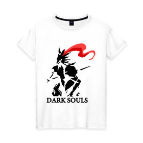 Женская футболка хлопок с принтом Dark Souls в Курске, 100% хлопок | прямой крой, круглый вырез горловины, длина до линии бедер, слегка спущенное плечо | dark souls | praise the sun | you died | дарк соулс