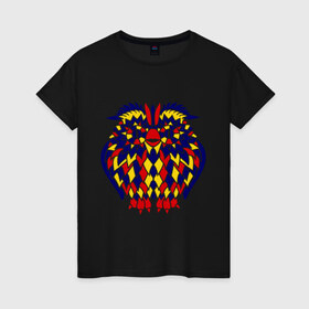 Женская футболка хлопок с принтом Сова разноцветная мозаика в Курске, 100% хлопок | прямой крой, круглый вырез горловины, длина до линии бедер, слегка спущенное плечо | сова