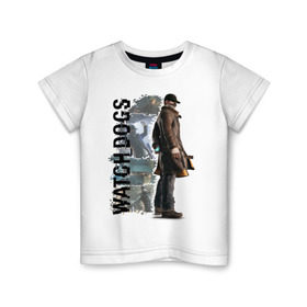 Детская футболка хлопок с принтом Watch Dogs (Aiden Pierce) в Курске, 100% хлопок | круглый вырез горловины, полуприлегающий силуэт, длина до линии бедер | aiden | dog | pierce | watch | пирс | эйден