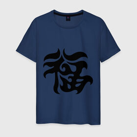 Мужская футболка хлопок с принтом Японский иероглиф - Удача в Курске, 100% хлопок | прямой крой, круглый вырез горловины, длина до линии бедер, слегка спущенное плечо. | Тематика изображения на принте: иероглиф | каллиграфия | китай | удача | япония