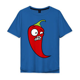Мужская футболка хлопок Oversize с принтом Перец в Курске, 100% хлопок | свободный крой, круглый ворот, “спинка” длиннее передней части | красный | оскал | острый | перец | чили