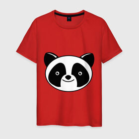 Мужская футболка хлопок с принтом Мордашка панды в Курске, 100% хлопок | прямой крой, круглый вырез горловины, длина до линии бедер, слегка спущенное плечо. | панда