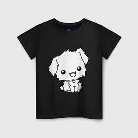 Детская футболка хлопок с принтом Милый песик в Курске, 100% хлопок | круглый вырез горловины, полуприлегающий силуэт, длина до линии бедер | маленький | милый | пес | пушистый | собака | щенок