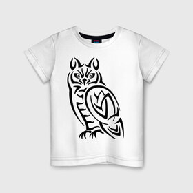 Детская футболка хлопок с принтом Сова кельтский орнамент в Курске, 100% хлопок | круглый вырез горловины, полуприлегающий силуэт, длина до линии бедер | Тематика изображения на принте: сова