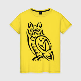 Женская футболка хлопок с принтом Сова кельтский орнамент в Курске, 100% хлопок | прямой крой, круглый вырез горловины, длина до линии бедер, слегка спущенное плечо | сова