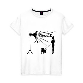 Женская футболка хлопок с принтом Depeche mode strange в Курске, 100% хлопок | прямой крой, круглый вырез горловины, длина до линии бедер, слегка спущенное плечо | depeche mode | депеш мод | дипи шмот | меломанам | музыка