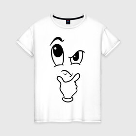 Женская футболка хлопок с принтом Задумчивый взгляд в Курске, 100% хлопок | прямой крой, круглый вырез горловины, длина до линии бедер, слегка спущенное плечо | взгляд | лицо | недоумевающий | рожица | смайл
