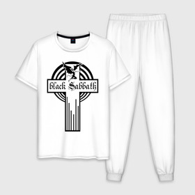 Мужская пижама хлопок с принтом Black Sabbath в Курске, 100% хлопок | брюки и футболка прямого кроя, без карманов, на брюках мягкая резинка на поясе и по низу штанин
 | black sabbath