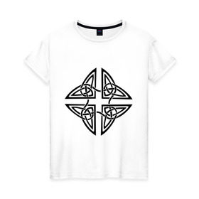 Женская футболка хлопок с принтом Кельтский орнамент в Курске, 100% хлопок | прямой крой, круглый вырез горловины, длина до линии бедер, слегка спущенное плечо | Тематика изображения на принте: 