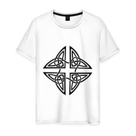 Мужская футболка хлопок с принтом Кельтский орнамент в Курске, 100% хлопок | прямой крой, круглый вырез горловины, длина до линии бедер, слегка спущенное плечо. | 