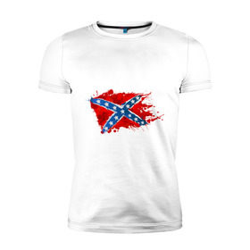 Мужская футболка премиум с принтом Конфедерация брызги в Курске, 92% хлопок, 8% лайкра | приталенный силуэт, круглый вырез ворота, длина до линии бедра, короткий рукав | америка | звезды | конфедеративные штаты америки | конфедерация | орел | патриоты | символика | сша | туристам | флаг