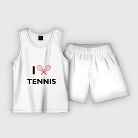 Детская пижама с шортами хлопок с принтом I Love Tennis в Курске,  |  | ракетка | тенис | теннис | теннисист