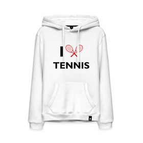 Мужская толстовка хлопок с принтом I Love Tennis в Курске, френч-терри, мягкий теплый начес внутри (100% хлопок) | карман-кенгуру, эластичные манжеты и нижняя кромка, капюшон с подкладом и шнурком | ракетка | тенис | теннис | теннисист