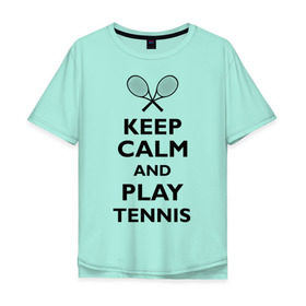 Мужская футболка хлопок Oversize с принтом Play tennis в Курске, 100% хлопок | свободный крой, круглый ворот, “спинка” длиннее передней части | ракетка | тенис | теннис | теннисист