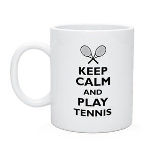 Кружка с принтом Play tennis в Курске, керамика | объем — 330 мл, диаметр — 80 мм. Принт наносится на бока кружки, можно сделать два разных изображения | Тематика изображения на принте: ракетка | тенис | теннис | теннисист
