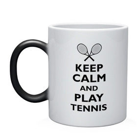Кружка хамелеон с принтом Play tennis в Курске, керамика | меняет цвет при нагревании, емкость 330 мл | ракетка | тенис | теннис | теннисист
