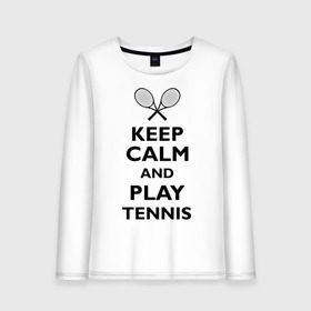 Женский лонгслив хлопок с принтом Play tennis в Курске, 100% хлопок |  | ракетка | тенис | теннис | теннисист