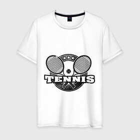 Мужская футболка хлопок с принтом Tennis в Курске, 100% хлопок | прямой крой, круглый вырез горловины, длина до линии бедер, слегка спущенное плечо. | ракетка | тенис | теннис | теннисист