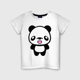 Детская футболка хлопок с принтом Маленькая пандочка в Курске, 100% хлопок | круглый вырез горловины, полуприлегающий силуэт, длина до линии бедер | панда