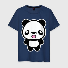 Мужская футболка хлопок с принтом Маленькая пандочка в Курске, 100% хлопок | прямой крой, круглый вырез горловины, длина до линии бедер, слегка спущенное плечо. | панда