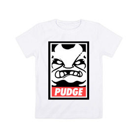 Детская футболка хлопок с принтом Pudge Dota2 в Курске, 100% хлопок | круглый вырез горловины, полуприлегающий силуэт, длина до линии бедер | Тематика изображения на принте: dota | obey | pudge | дота | пудж