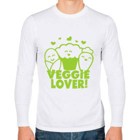 Мужской лонгслив хлопок с принтом Veggie lover (овощелюб) в Курске, 100% хлопок |  | Тематика изображения на принте: fruits | health | lover | vegan | vegetables | vegetarian | veggie | веган | вегетарианец | диета | здоровье | овощ | фрукт