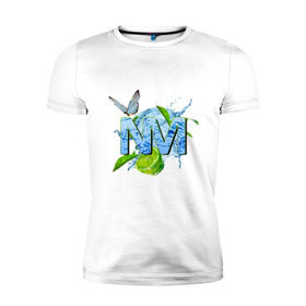 Мужская футболка премиум с принтом NM в Курске, 92% хлопок, 8% лайкра | приталенный силуэт, круглый вырез ворота, длина до линии бедра, короткий рукав | бабочка
