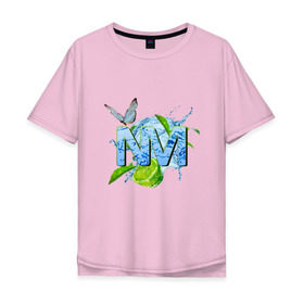 Мужская футболка хлопок Oversize с принтом NM в Курске, 100% хлопок | свободный крой, круглый ворот, “спинка” длиннее передней части | бабочка